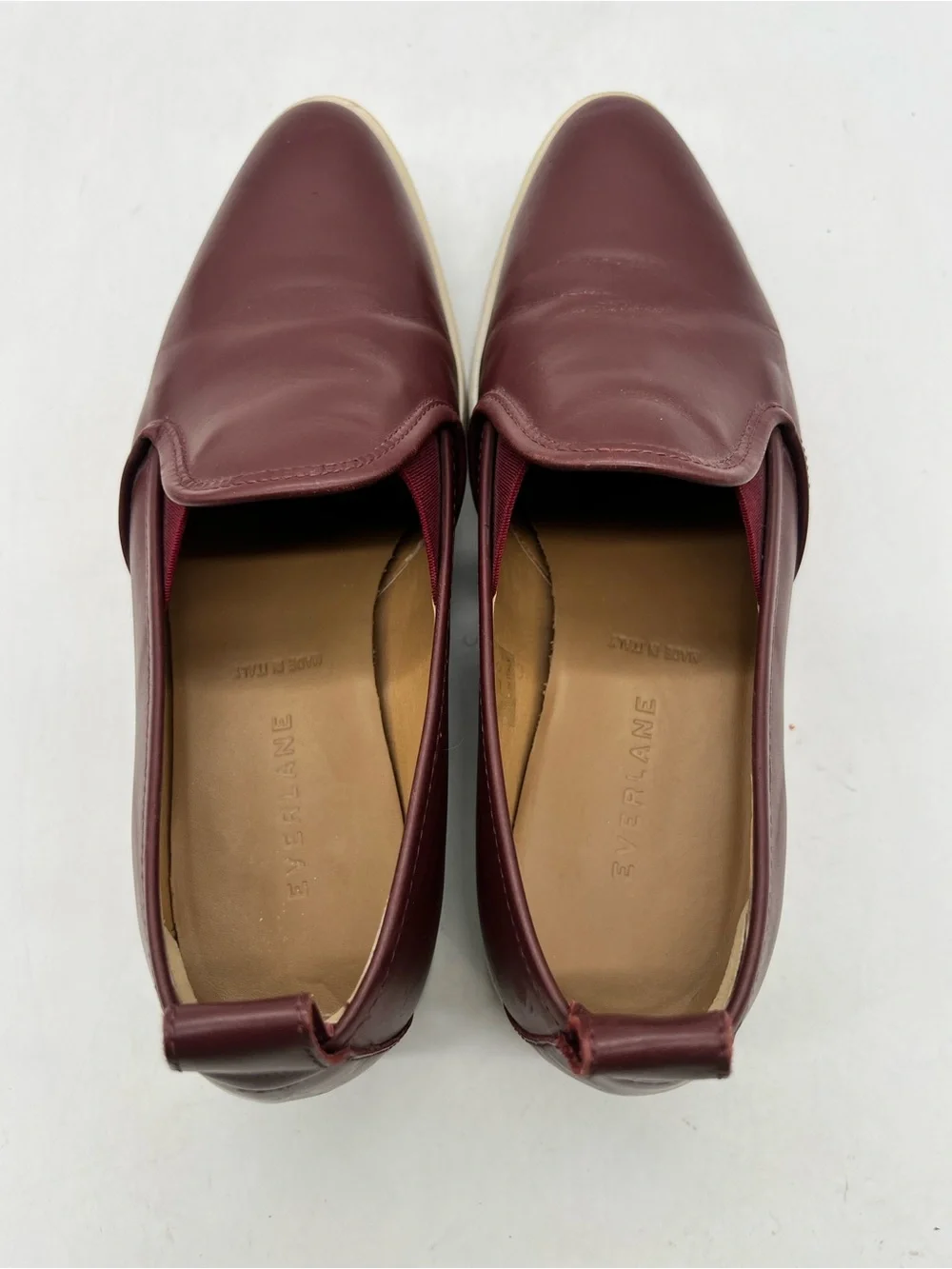 Everlane Oxblood Women’s Sz 7.5 Burgundy Italian Leather Modern Loafers Shoes